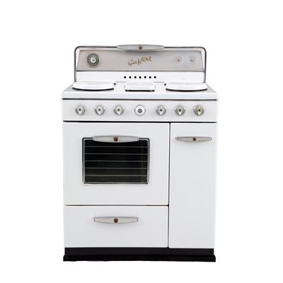 Gasfire, cucina con piano a sei fuochi e timer, anni ’50