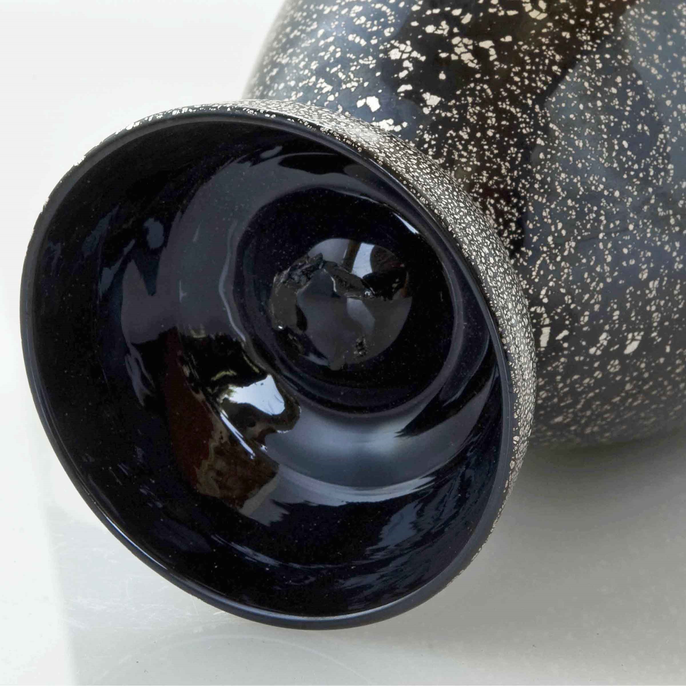 Manifattura di Murano, Vaso in pasta di vetro nera con inclusioni a foglia d’argento, anni ’70