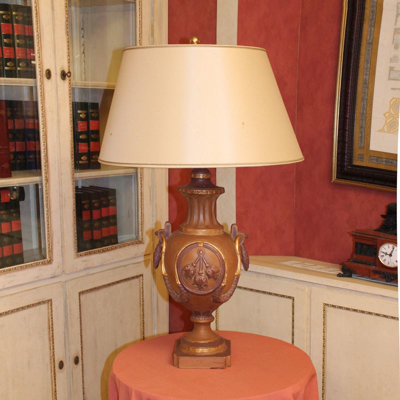 Lampada da tavolo in terracotta  (Italia, XX sec.)  - Asta Gli Arredi di Villa "Le Marchesane" - San Luca Casa d'Aste
