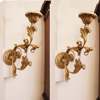 Coppia di Appliques in Ferro e Legno