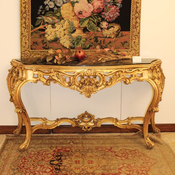 ♦ Consolle in legno dorato