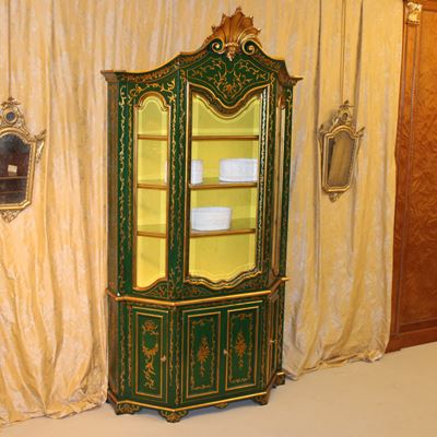 ♦ Mobile Vetrina in Legno Laccato e Dorato
