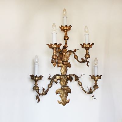 Applique a Quattro Luci in Metallo Dorato