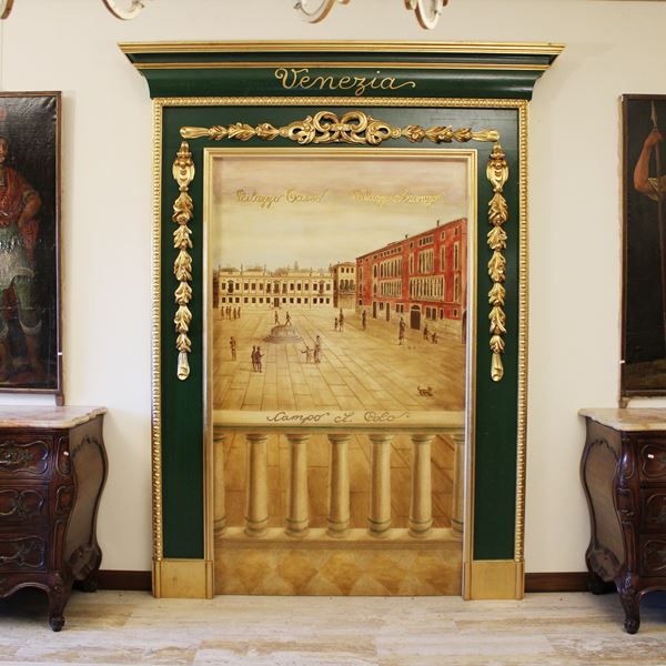 ♦ Pannello decorativo in legno laccato e dorato
