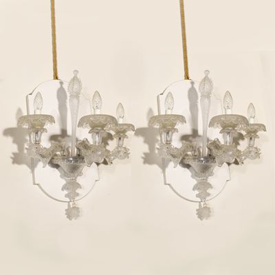 Coppia di Appliques in Vetro Trasparente
