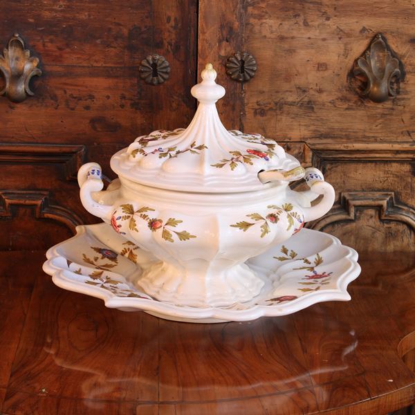 Zuppiera con présentoir in ceramica