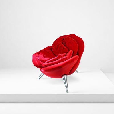Manasori Umeda, Rose Chair, sedia in alluminio e velluto