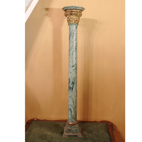 Colonna in legno laccato e dorato