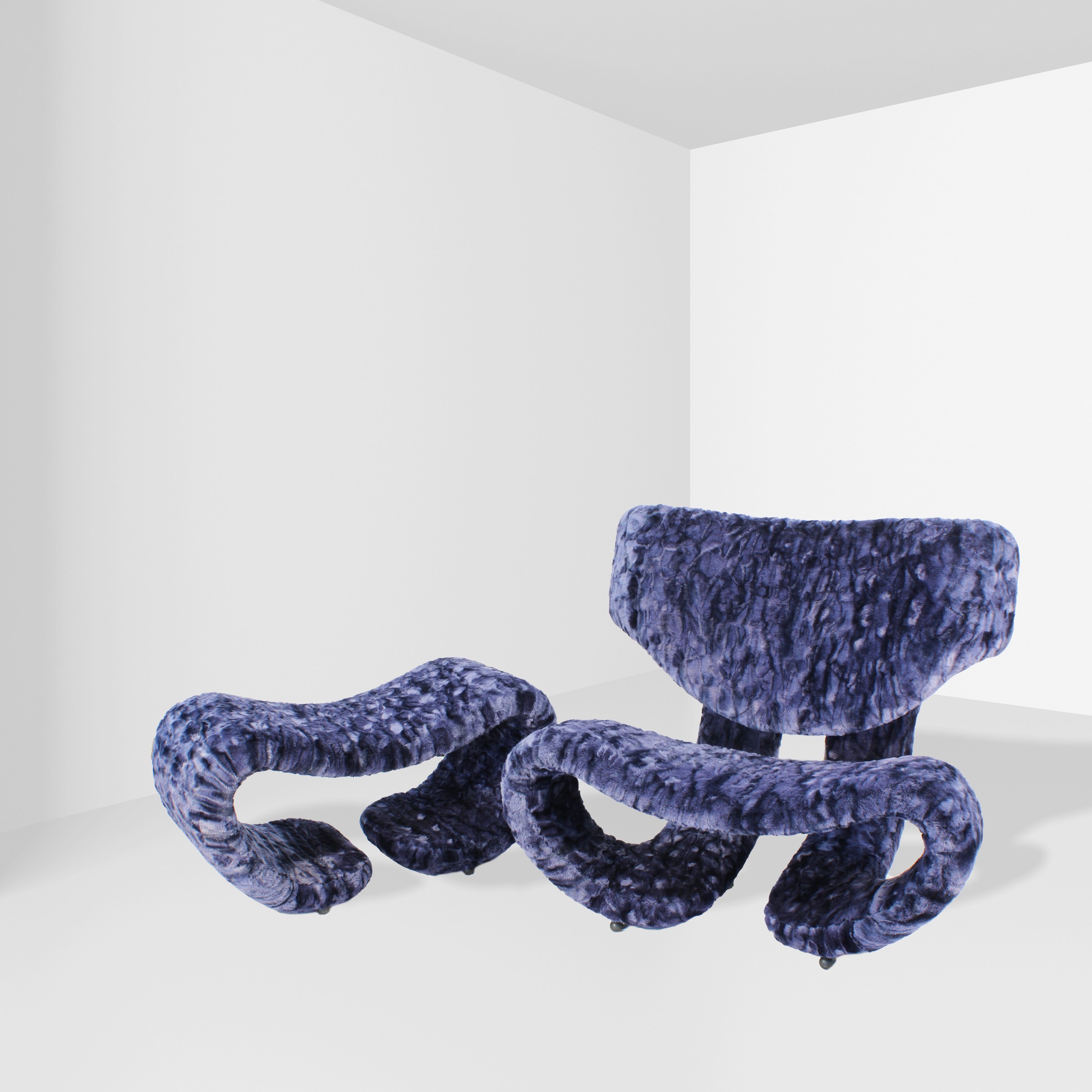 Vittorio Introini, Lounge chair “Scultura 190” con poggiapiedi