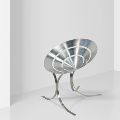 Manifattura francese, Sedia in acciaio inossidabile (anni ’60), 82×72×72 cm