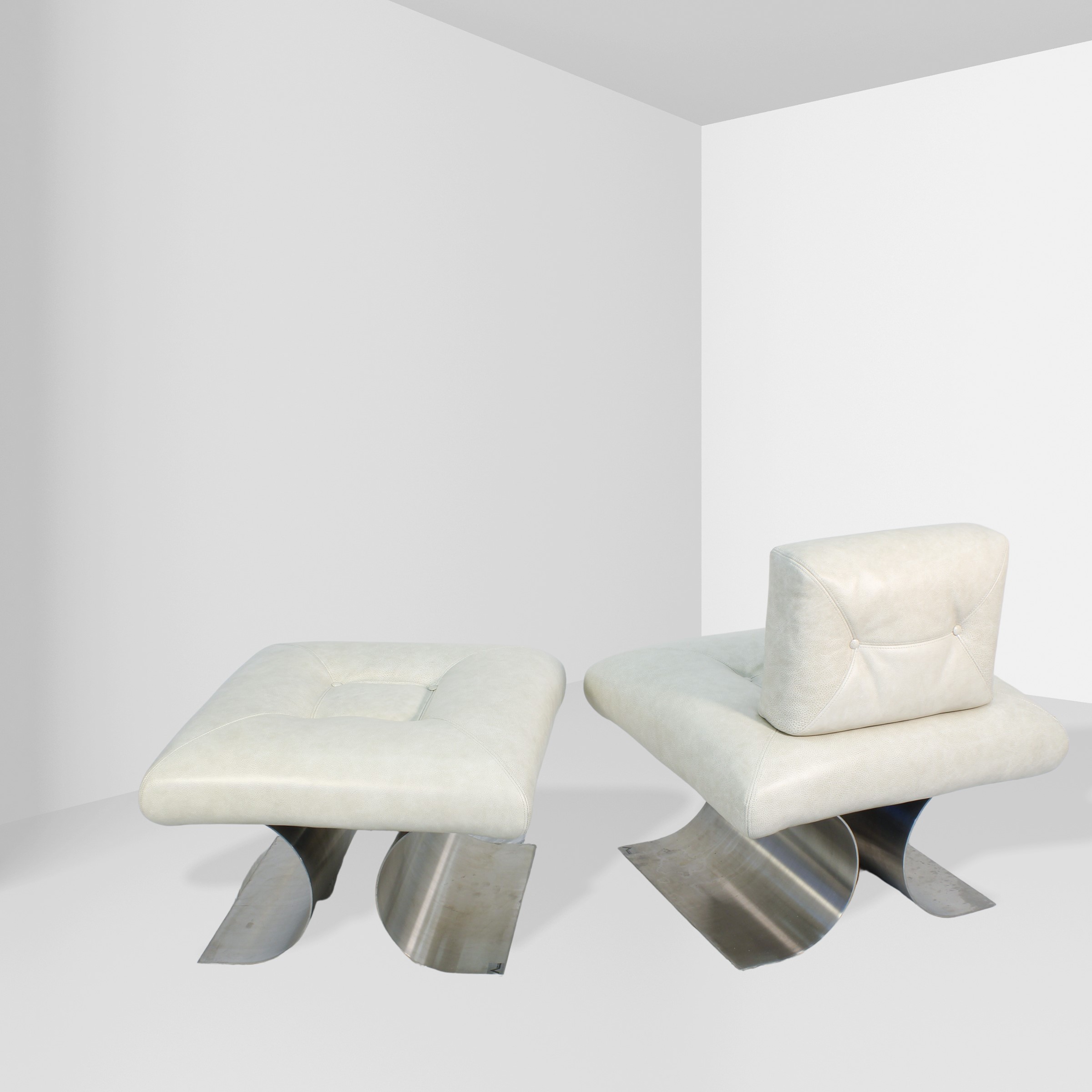 Oscar Niemeyer, Poltrona con pouf “Aran Line”, anni ’70