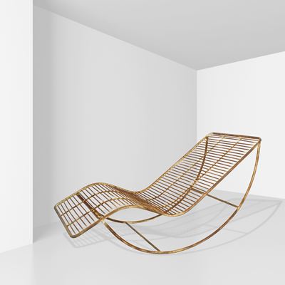 Ico Parisi, Chaise longue a dondolo in tubolare di ferro (produzione Sampietro, Como), anni ’50
