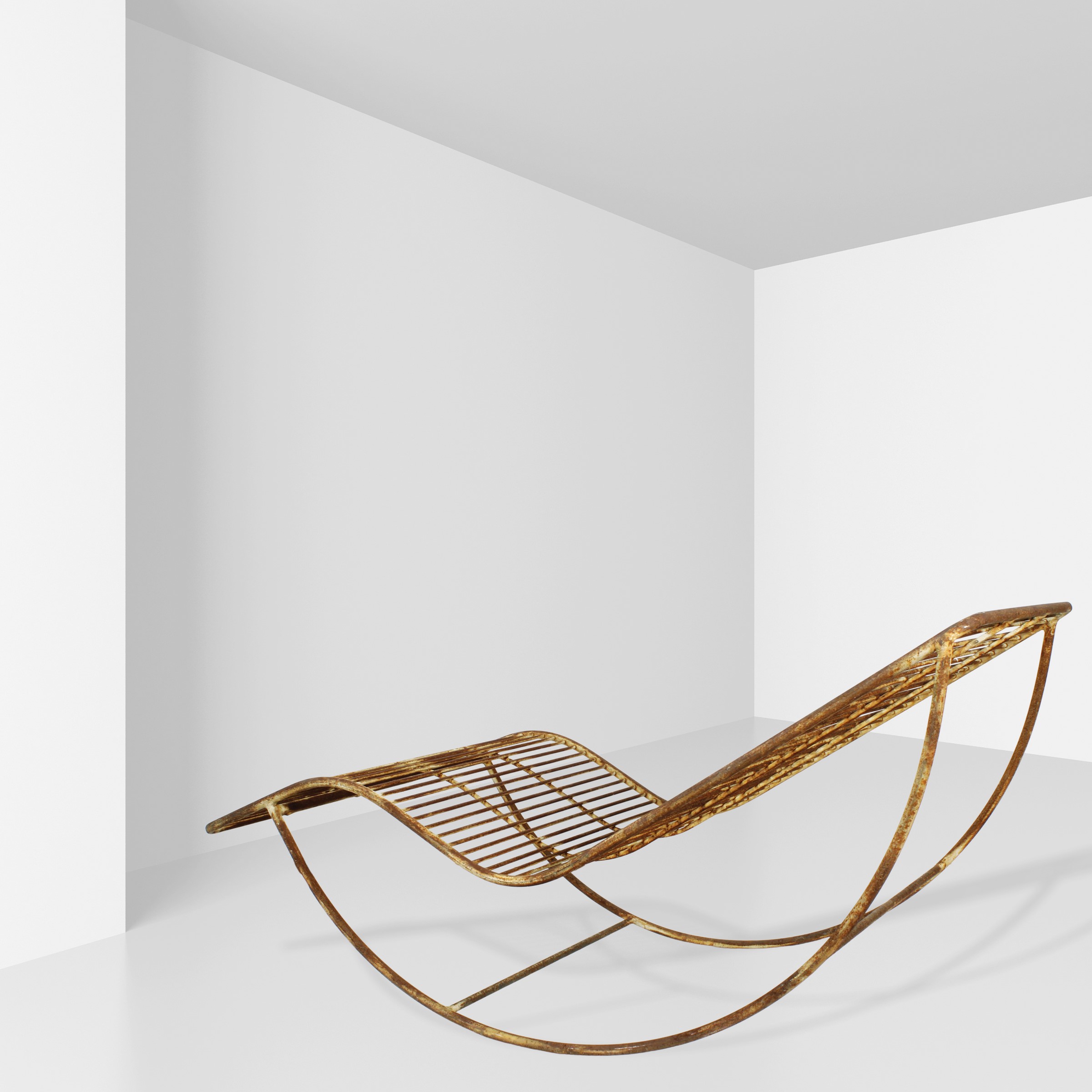 Ico Parisi, Chaise longue a dondolo in tubolare di ferro (produzione Sampietro, Como), anni ’50
