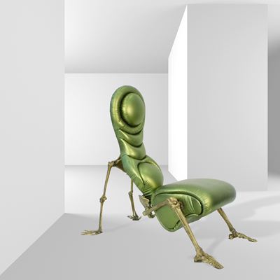 Roberto Fallani, Poltrona modello “Skeleton” (struttura in fusione di ottone e rivestimento in pe...