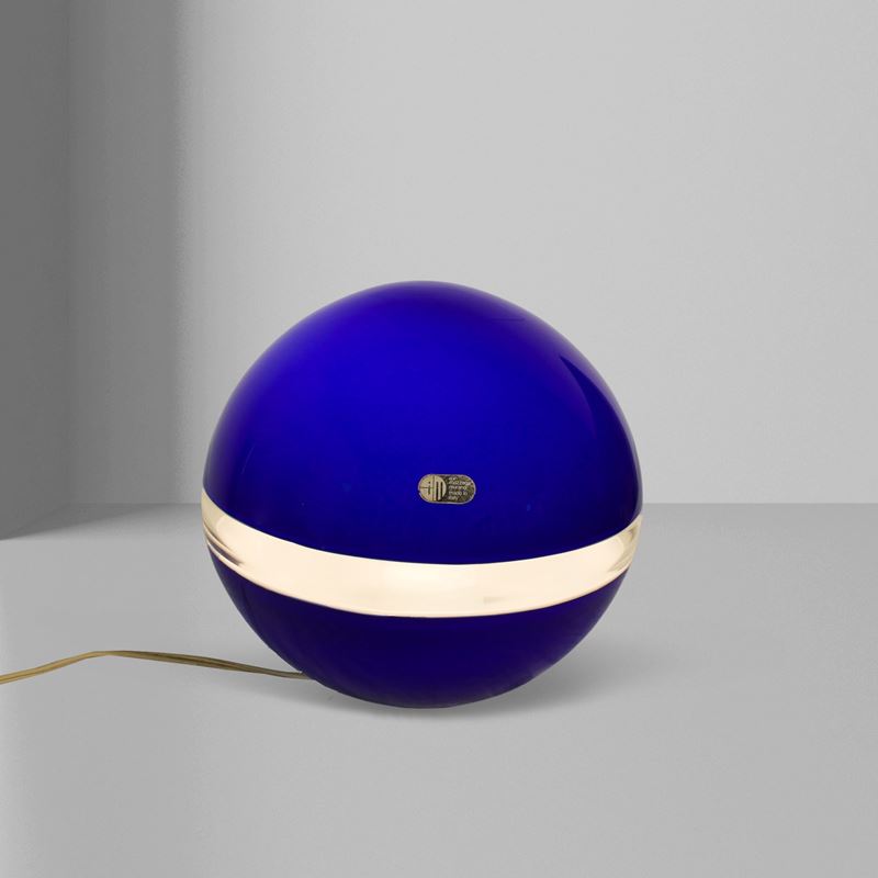 Carlo Nason (prod.), Lampada Mod. LT231 in metallo e vetro di Murano blu