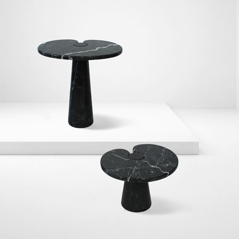 Mangiarotti, Serie Eros, tavolini in marmo nero (produzione Skipper), anni '70