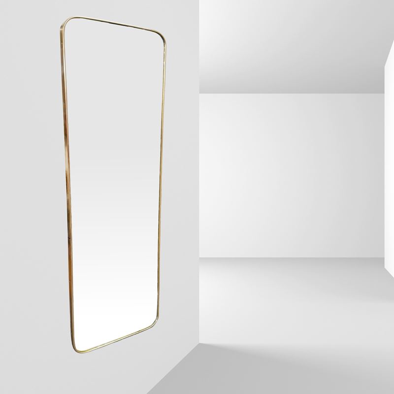 Ponti (attr.), specchio da parete nello stile di, ottone e vetro specchiato