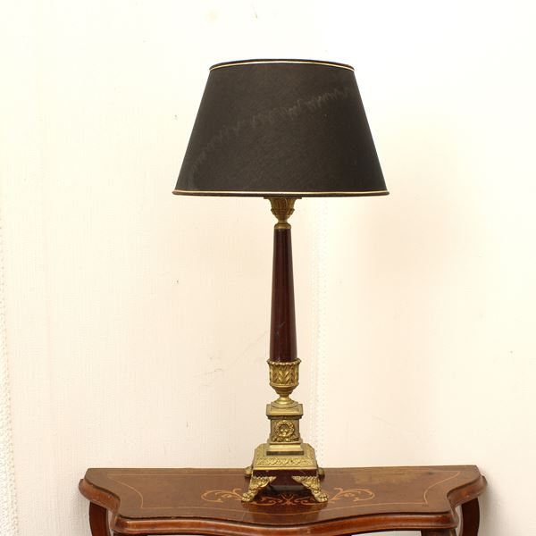 Lampada da tavolo in bronzo e marmo