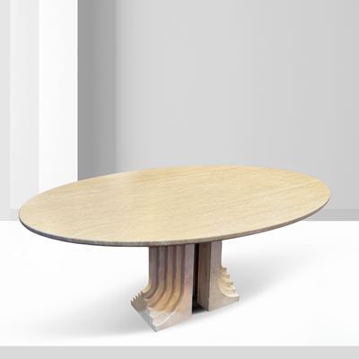Carlo Scarpa, Tavolo in travertino modello “Samo” (produzione “Simon”), anni ’70