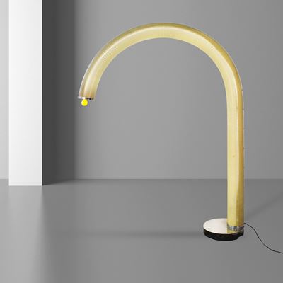 Anonima, Lampada da terra “Zerma Arco” in acciaio cromato e plastica
