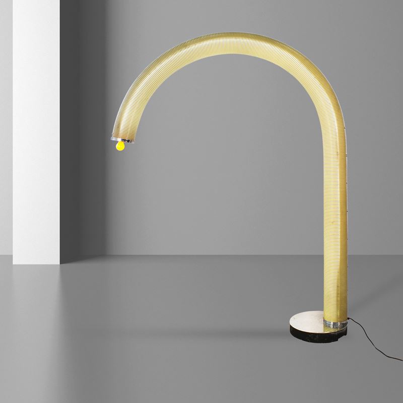 Anonima, Lampada da terra “Zerma Arco” in acciaio cromato e plastica