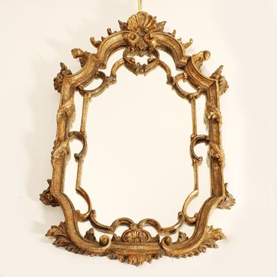 ♦ Specchiera in Legno Laccato e Parzialmente Dorato