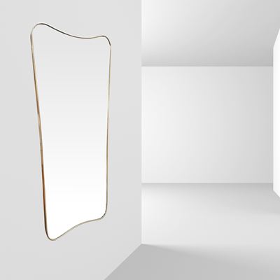 Giò Ponti, specchio da parete sagomato in ottone e vetro specchiato