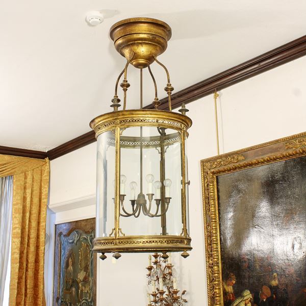Lucerna in bronzo dorato