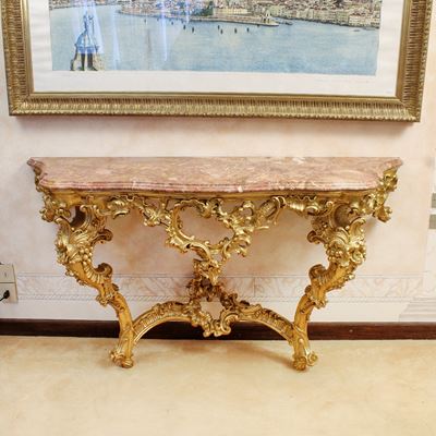 ♦ Consolle in Legno Dorato
