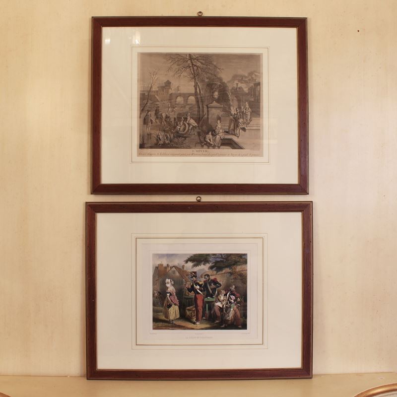Coppia di stampe francesi  (XX sec.)  - Asta Stampe e acquerelli - San Luca Casa d'Aste