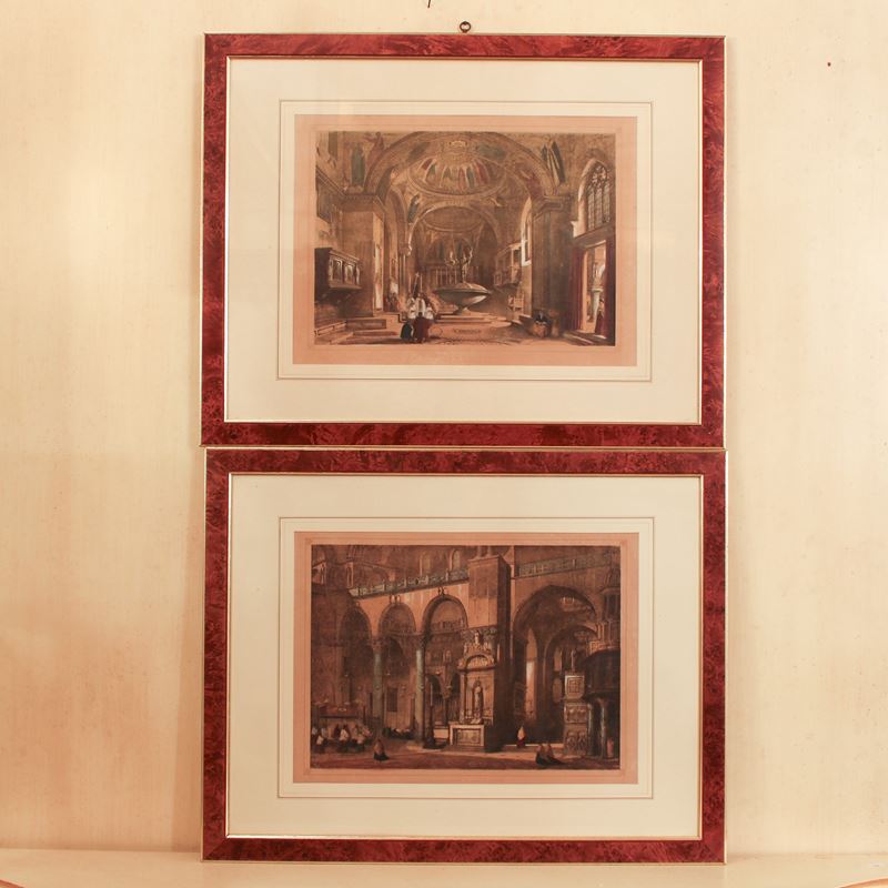 Coppia di stampe a colori  (Italia, XIX-XX sec.)  - Asta Stampe e acquerelli - San Luca Casa d'Aste